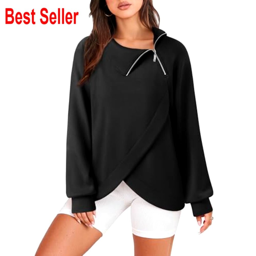 Lightweight Quarter Zip Pullover, Asymmetrical Ne… - image 3